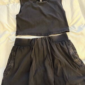 Free People Black Sleeveless Top and Skort Set